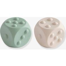 Mushie Silicone Dice Press Toy 2-pack Cambridge Blue/Shifting Sands