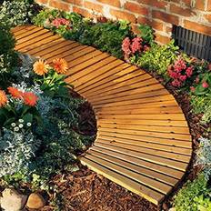 Brown Fire Pits & Fire Baskets Plow & Hearth 52128 Roll Out Wooden Curved Garden Pathway, Cedar