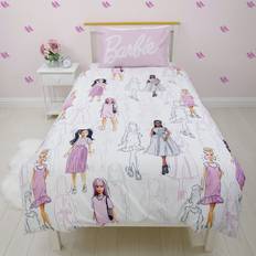 Barbie Figures Silhouettes Single Duvet Cover Pillowcase Set