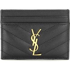 Saint Laurent Monogramme Quilted Textured-leather Cardholder Peach