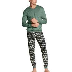 Calida Relax Streamline Pyjama With Cuff Grønn Mønster bomull Herre