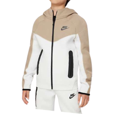 Beige Children's Clothing Nike Older Kid's Sportswear Tech Fleece Full-Zip Hoodie - Summit White/Khaki/Black/Black (FD3285-121)