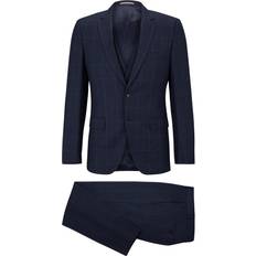 Hugo Boss M - Men Blazers Hugo Boss Slim Fit Piece Checked Suit Dark Blue