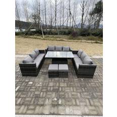 Grey Outdoor Stools Fimous U Shape Garden Sofa Set