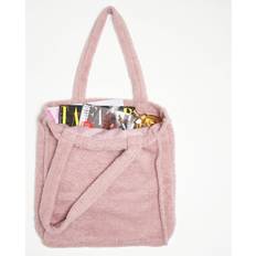 Pink Totes & Shopping Bags OHS Blush Pink Teddy Fleece Tote Shopping Carrier Reusable Bag