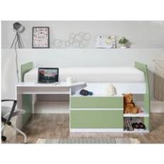 B&Q Single Mid Sleeper Children's Kids Cabin Bed With Desk In Sage Green