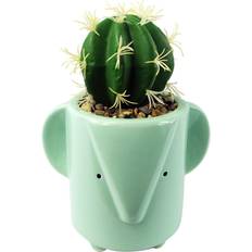 Leaf 19Cm Ceramic With Cactus Artificial Plant