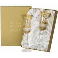 Brown Champagne Glasses Royal Scot Crystal Belgravia 2 Gold Amber Champagne Glass