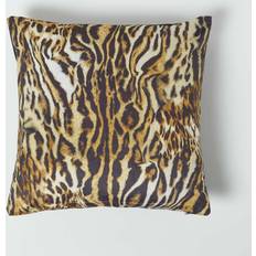 Homescapes Tiger Print Velvet Filled Complete Decoration Pillows Black