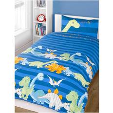 B&Q Dinosaurs Blue Junior Toddler Duvet Cover & Pillowcase Set