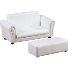 White Sitting Furniture Homcom 2 Seater Toddler Chair Kids Twin Sofa Double Seat