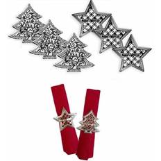 Brass Serving 6 Christmas Tree Star Napkin Ring
