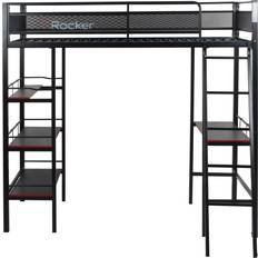 Black Beds X Rocker Fortress Gaming High Sleeper Bed with Shelves & Desk 57.1x77.8"
