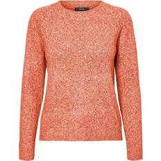 Vero Moda Doffy O-Neck Long Sleeved Knitted Sweater - Orange/Tangerine Tango