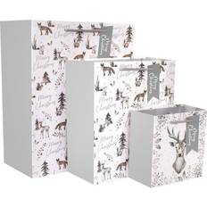 3 Eco Woodland Animals Christmas Gift Bags White 170g