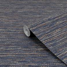 Boutique Chunky Weave Textured Plain Blue Wallpaper
