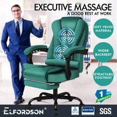 ELFORDSON Executive Massage Office Chair with Footrest Velvet Green