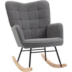 Black Chairs Homcom Wingback Nursing Dark Grey Rocking Chair 101cm