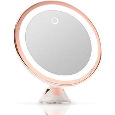 Yellow Makeup Mirrors Fancii 10X Magnifying Makeup Mirror with LED Lights Dimmable True Natural Daylight, USB & Battery, Strong Suction Cup, 20cm Wide Luna Rose Gold