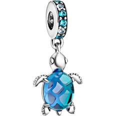 Charms & Pendants Pandora Sea Turtle Dangle Charm - Silver/Turquoise/Transparent