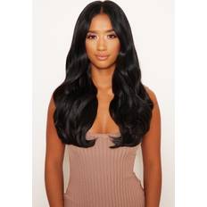 Lullabellz Super Thick Blow Dry Wavy Clip In Hair Extensions 16 inch Natural Black 5-pack