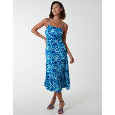 Solid Colours - Turquoise Dresses Blue Vanilla womens draped cowl neck midi dress