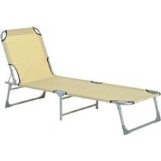 Beige Sun Beds OutSunny Folding Lounger