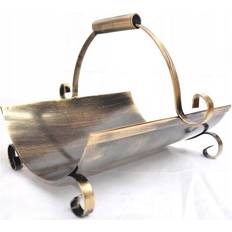 Relaxdays Firewood Basket Metal, Elegant Wood Carrier with Handle, Inside, for Fireplace, HWD: 42.5 x 43.5 x 30cm, Black