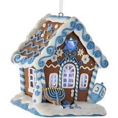 Kurt Adler Gingerbread LED Hanukkah House Christmas Tree Ornament 10.2cm