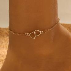 Women Anklets Shein 1pc Fashionable Zinc Alloy Heart Decor Anklet For Women For Daily Decoration