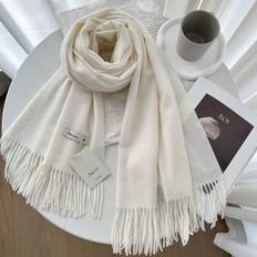 White - Women Scarfs Shein 1pc Milk white Wool Women's Winter Scarf Silky Soft Feel Shawls and Wraps for Wedding and gift Evening Dresses Travel Office Pure Color