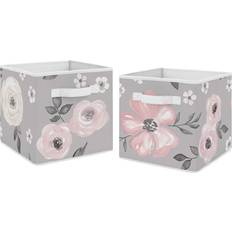 Sweet Jojo Designs Watercolor Floral Foldable Cube Bins Storage Box