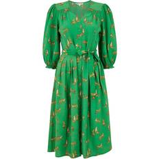 Midi Dresses - Recycled Fabric Yumi Cheetah Print Midi Shirt Dress - Green