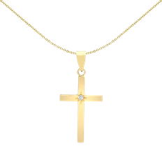 Jewelco London Cross Pendant Necklace - Gold/Diamond