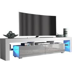 Creative High Gloss White & Grey TV Bench 200x45cm