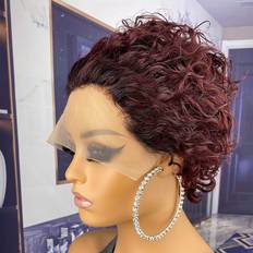 Multicoloured Extensions & Wigs Shein Transparent Lace Pixie Cut Curly 13 X 1Â Lace FrontÂ Wig 150% Density