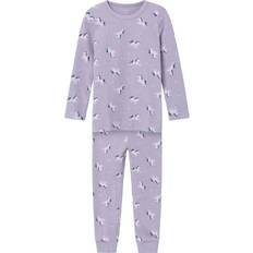 Night Garments Children's Clothing Name It Unicorn Rib Nightset - Lavender Aura (13221101)