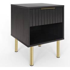 Gold Bedside Tables GFW Nervata Black Bedside Table 39x39cm