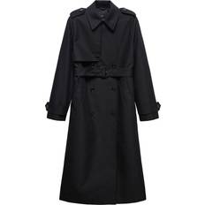 Mango Chicago Waterproof Double-Breasted Trench Coat - Black