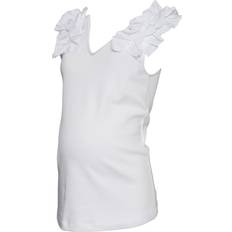 XL Maternity & Nursing Wear Mamalicious Maternity Top - White/Bright White