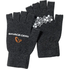 Grey Fishing Gloves Savage Gear Knitted Half Finger Glove Dark Grey Melange