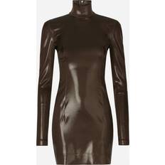 Brown - Solid Colours - Women Dresses Dolce & Gabbana Short silk satin dress