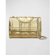 Gold Crossbody Bags Tory Burch Fleming Soft Metallic Quilted Small Shoulder Bag