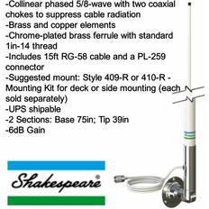 Shakespeare 399-1 2.9m Fibreglass 6dB VHF Antenna