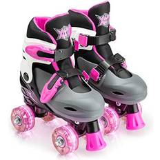 Pink Roller Skates Xootz Roller Skates, Kids Adjustable Quad Skates for Beginners, with Light Up LED Wheels, Multiple Colours and Sizes, Ages