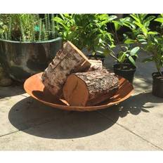 Brown Fire Pits & Fire Baskets Large round oxidised steel garden fire pit ideal for