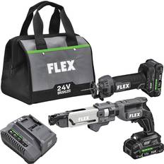 Flex 24V Drywall Screw Gun With Magazine Attachment and Cut Out Tool Kit
