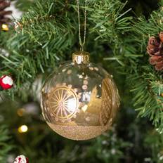 Gisela Graham Landmarks Gold Bauble, Festive Christmas Tree Ornament