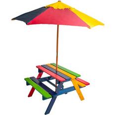 Kids Outdoor Furnitures Garden & Outdoor Furniture Relsy Kids Wooden Picnic Bench Parasol
