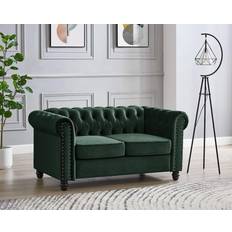3,5 Seater - Green Furniture Home Details Chesterfield Velvet 2 Sofa